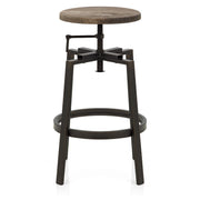 Sgabello Legno Scuro Acciaio - Industrial Turner Legno