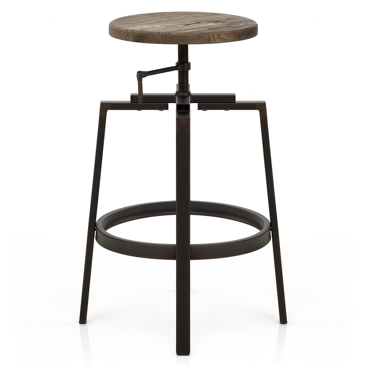 Sgabello Legno Scuro Acciaio - Industrial Turner Legno