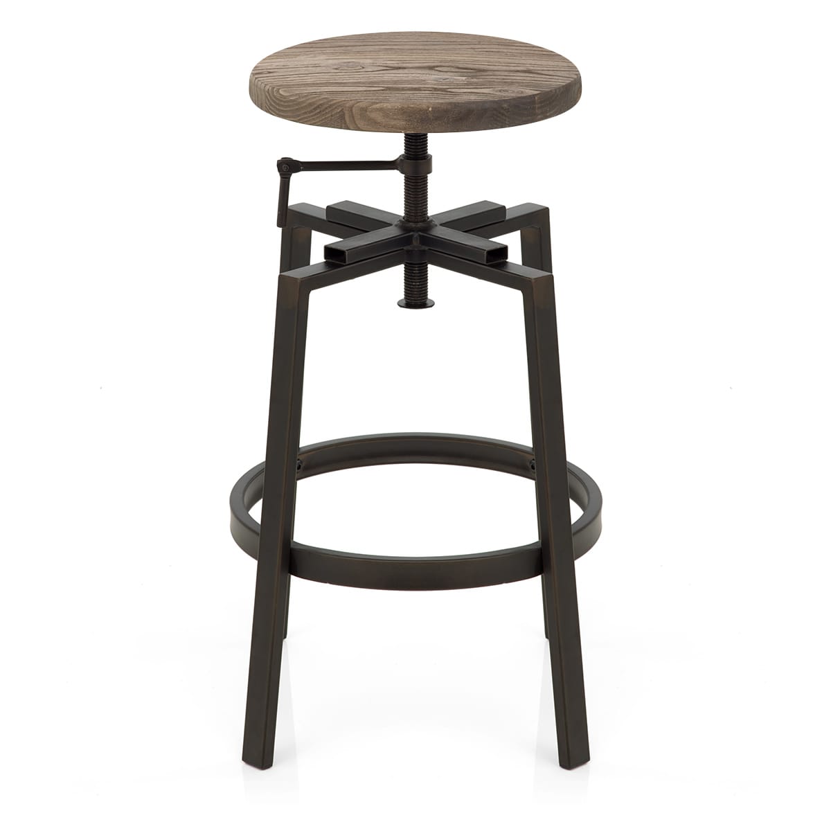 Sgabello Legno Scuro Acciaio - Industrial Turner Legno