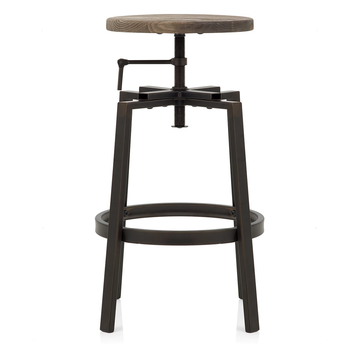 Sgabello Legno Scuro Acciaio - Industrial Turner Legno