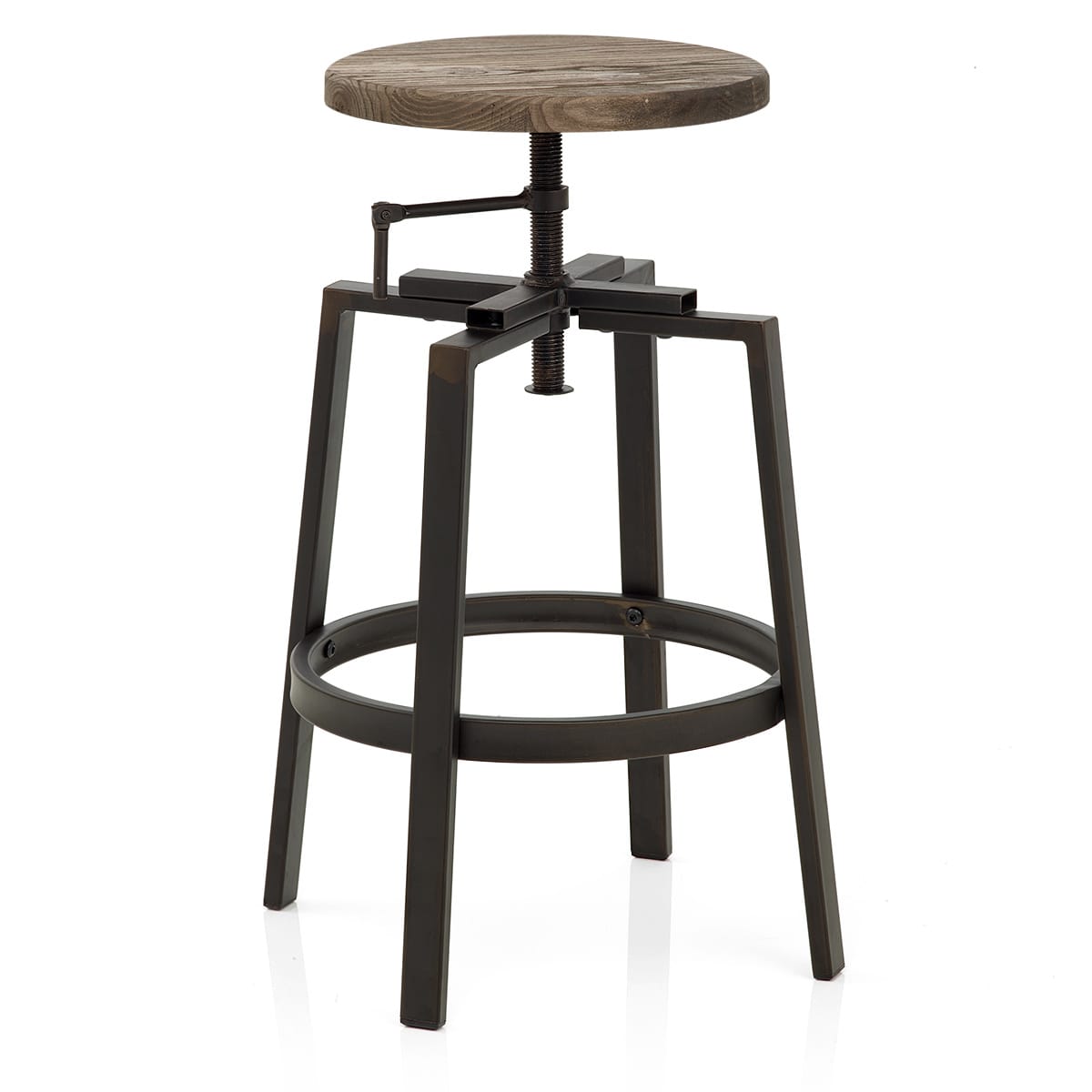 Sgabello Legno Scuro Acciaio - Industrial Turner Legno