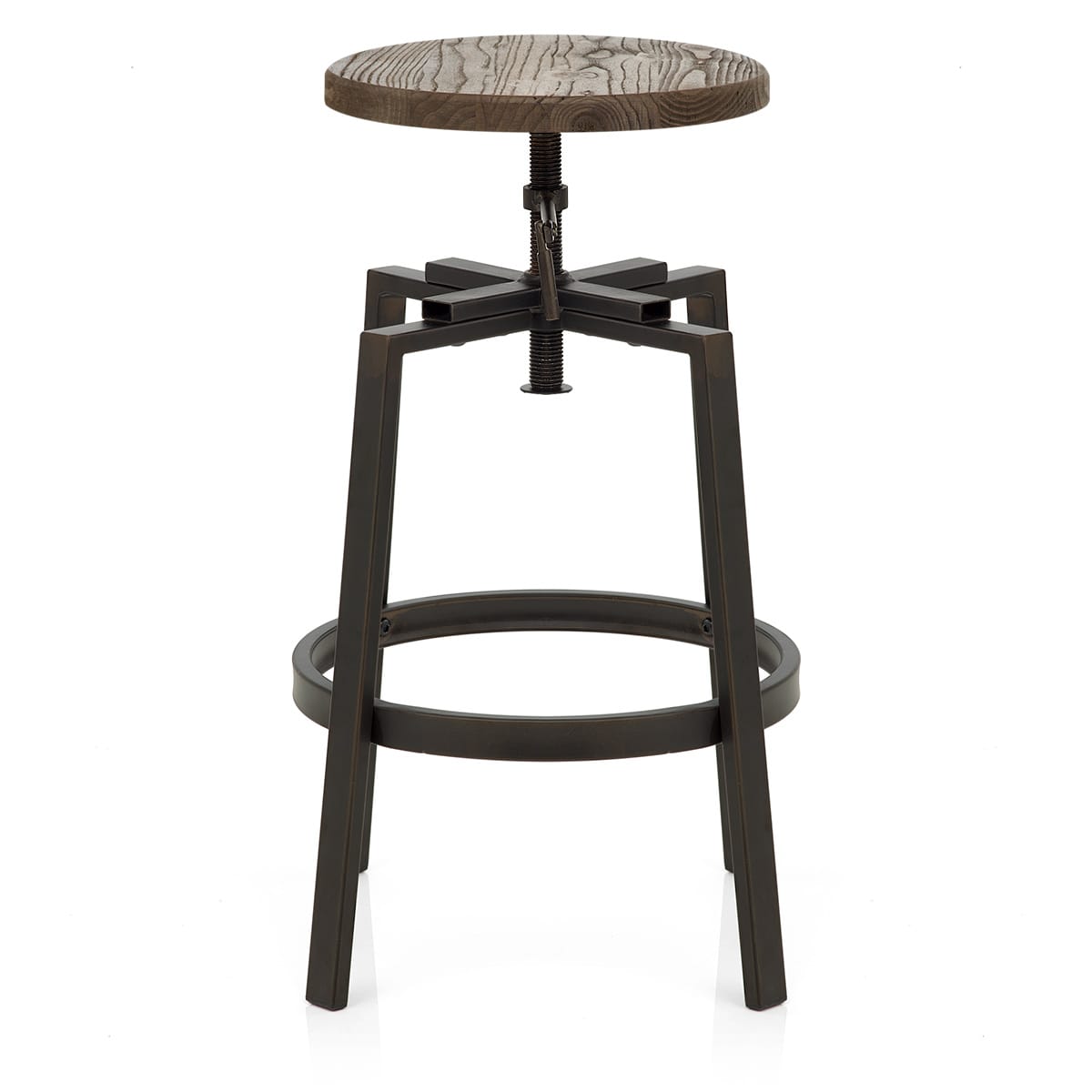 Sgabello Legno Scuro Acciaio - Industrial Turner Legno