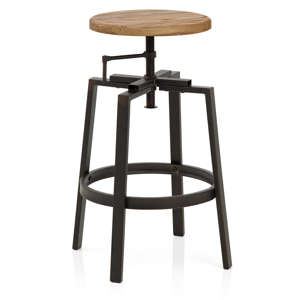 Sgabello Legno Chiaro Acciaio - Industrial Turner Legno