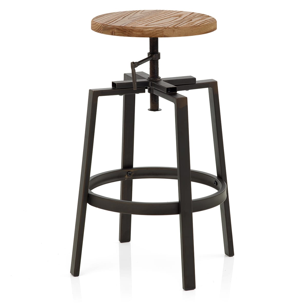 Sgabello Legno Chiaro Acciaio - Industrial Turner Legno