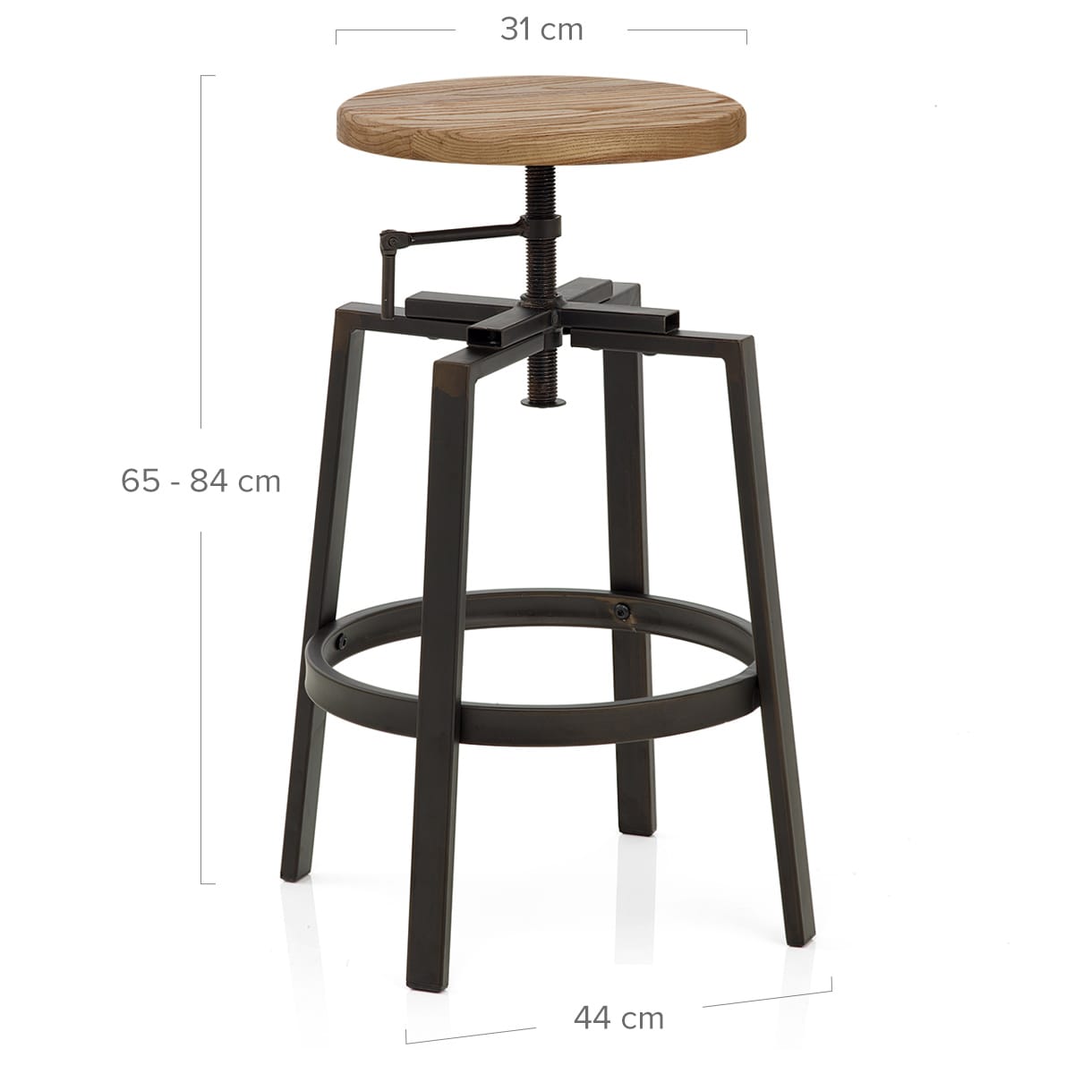 Sgabello Legno Chiaro Acciaio - Industrial Turner Legno