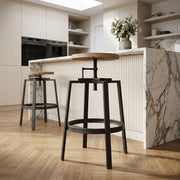 Sgabello Legno Chiaro Acciaio - Industrial Turner Legno