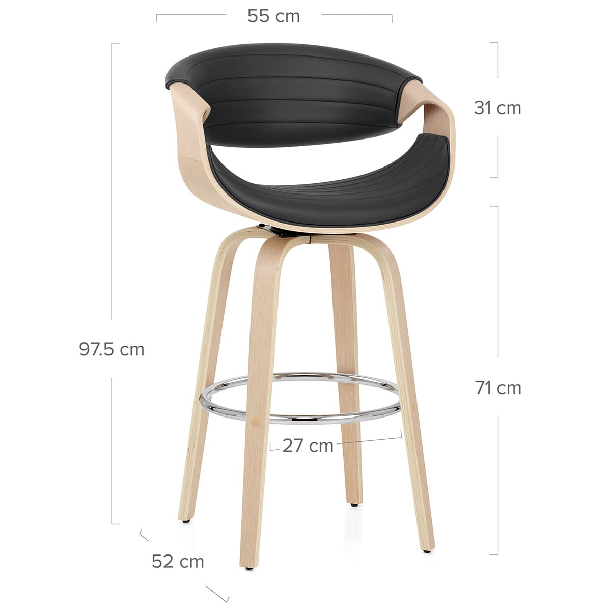 Sgabello Ecopelle Legno - Jefferson Nero