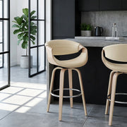 Sgabello Ecopelle Legno - Jefferson Crema