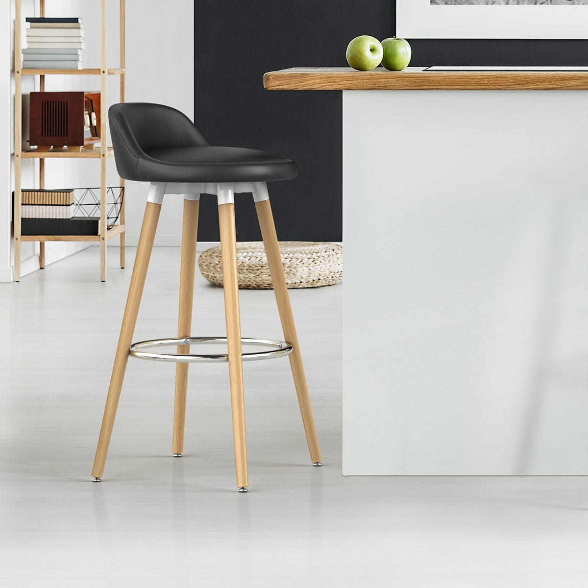 Sgabello Ecopelle Legno - Jive Nero