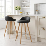 Sgabello Ecopelle Legno - Jive Nero