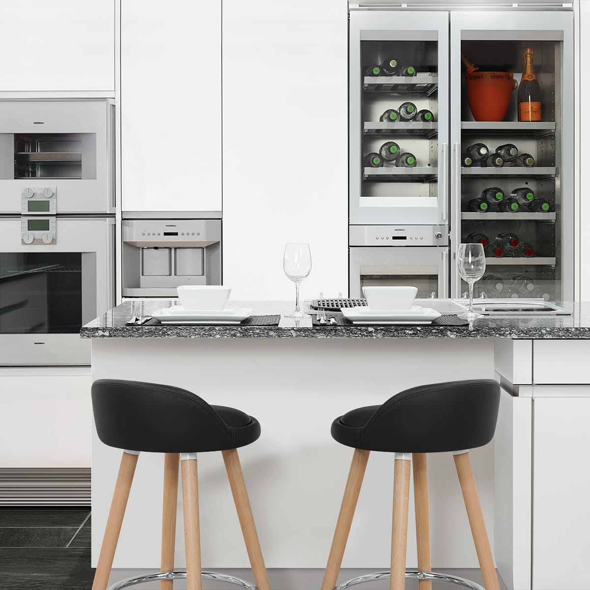 Sgabello Ecopelle Legno - Jive Nero