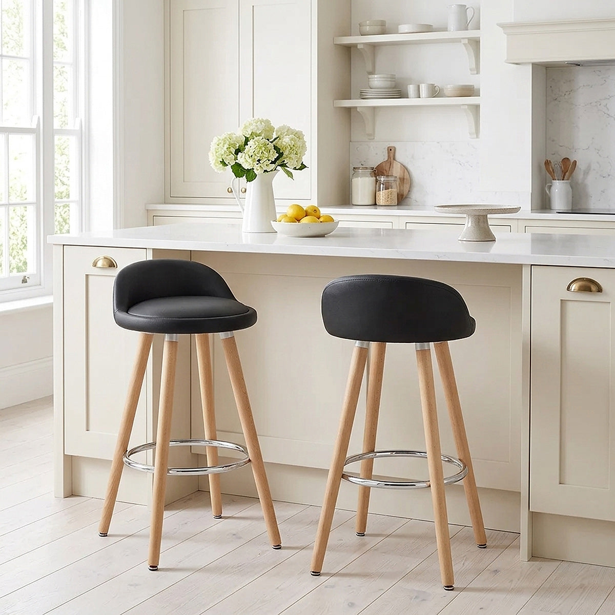 Sgabello Ecopelle Legno - Jive Nero