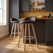 Sgabello Ecopelle Legno - Jive Marrone