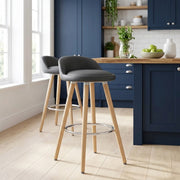 Sgabello Ecopelle Legno - Jive Grigio