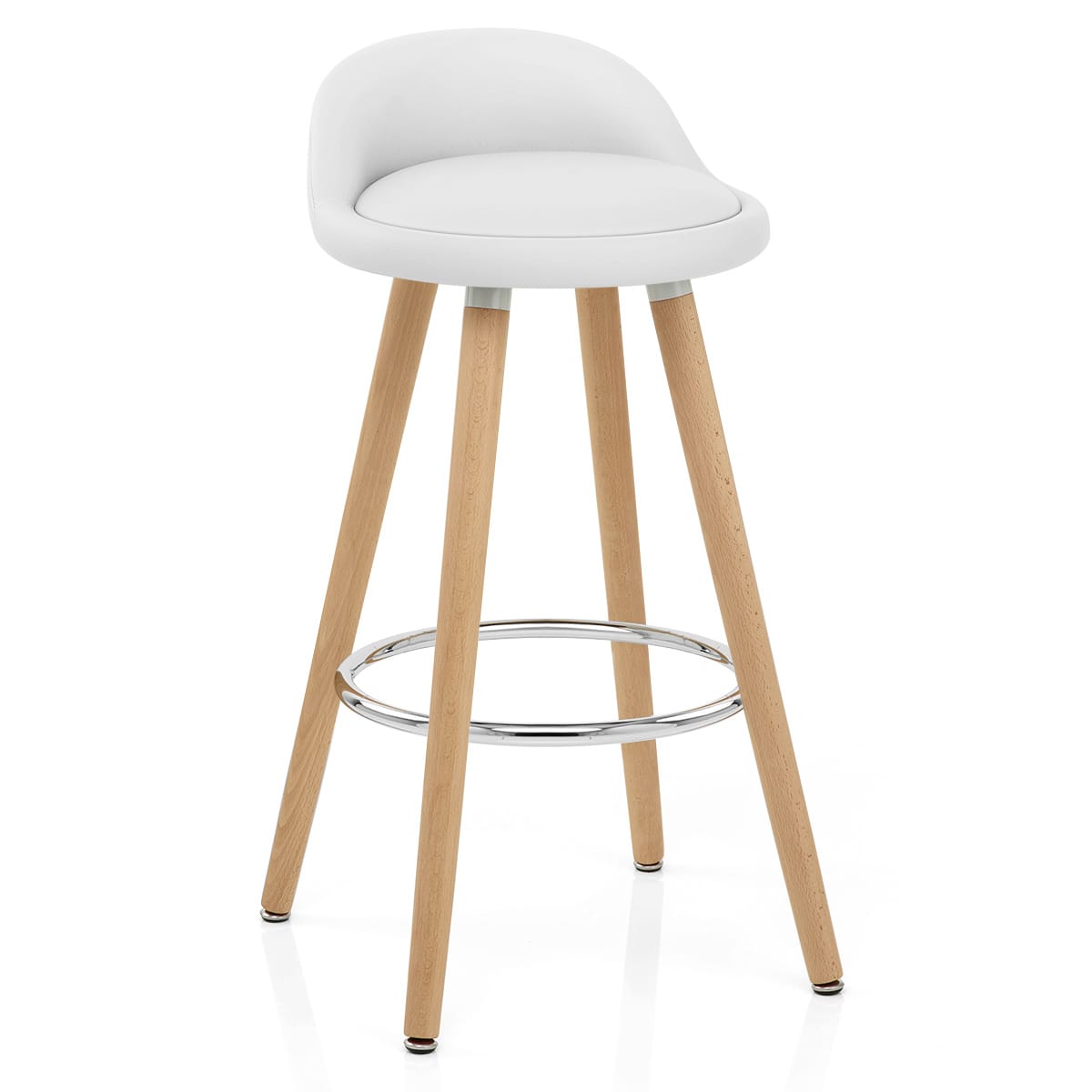 Sgabello Ecopelle Legno - Jive Bianco