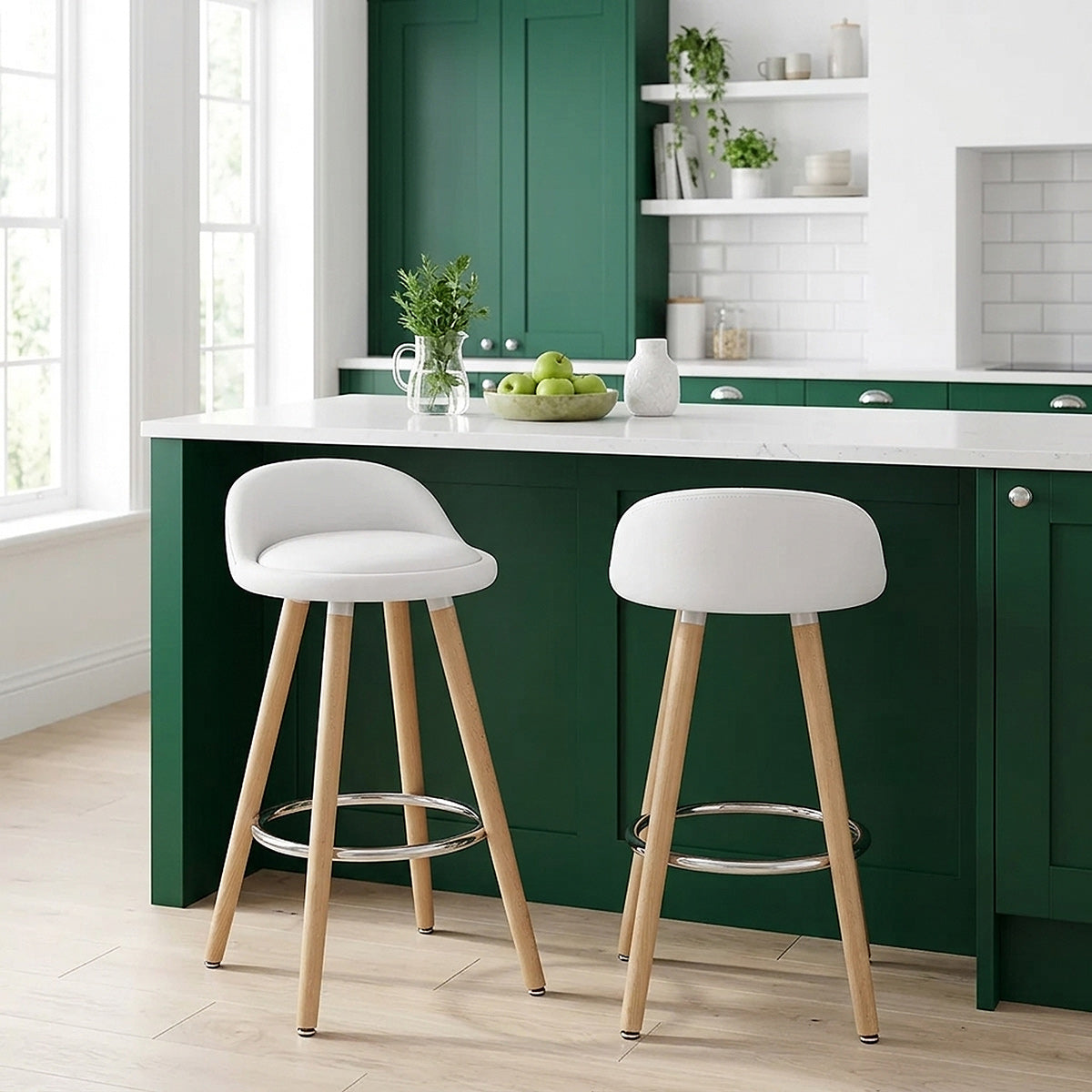 Sgabello Ecopelle Legno - Jive Bianco
