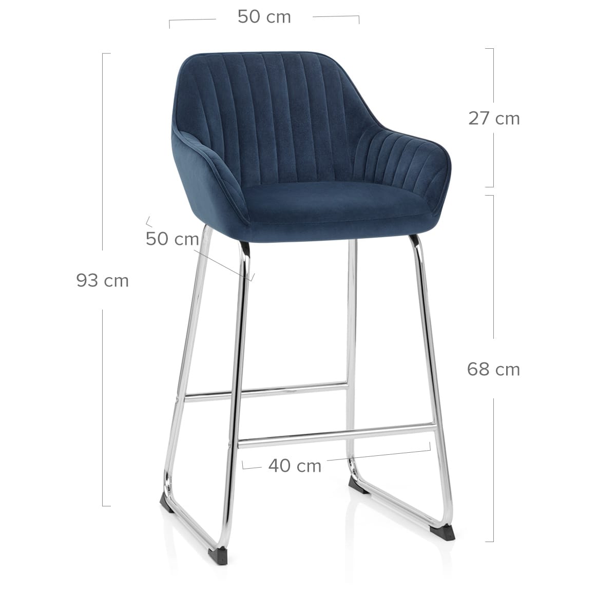 Sgabello Velluto Cromato - Kanto Blu