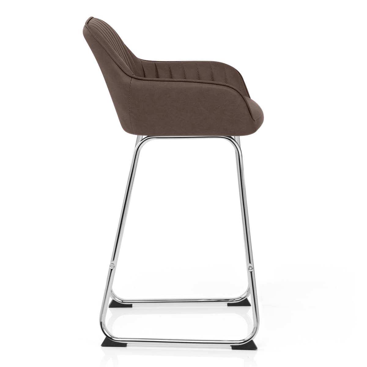 Sgabello Ecopelle Cromato - Kanto Marrone