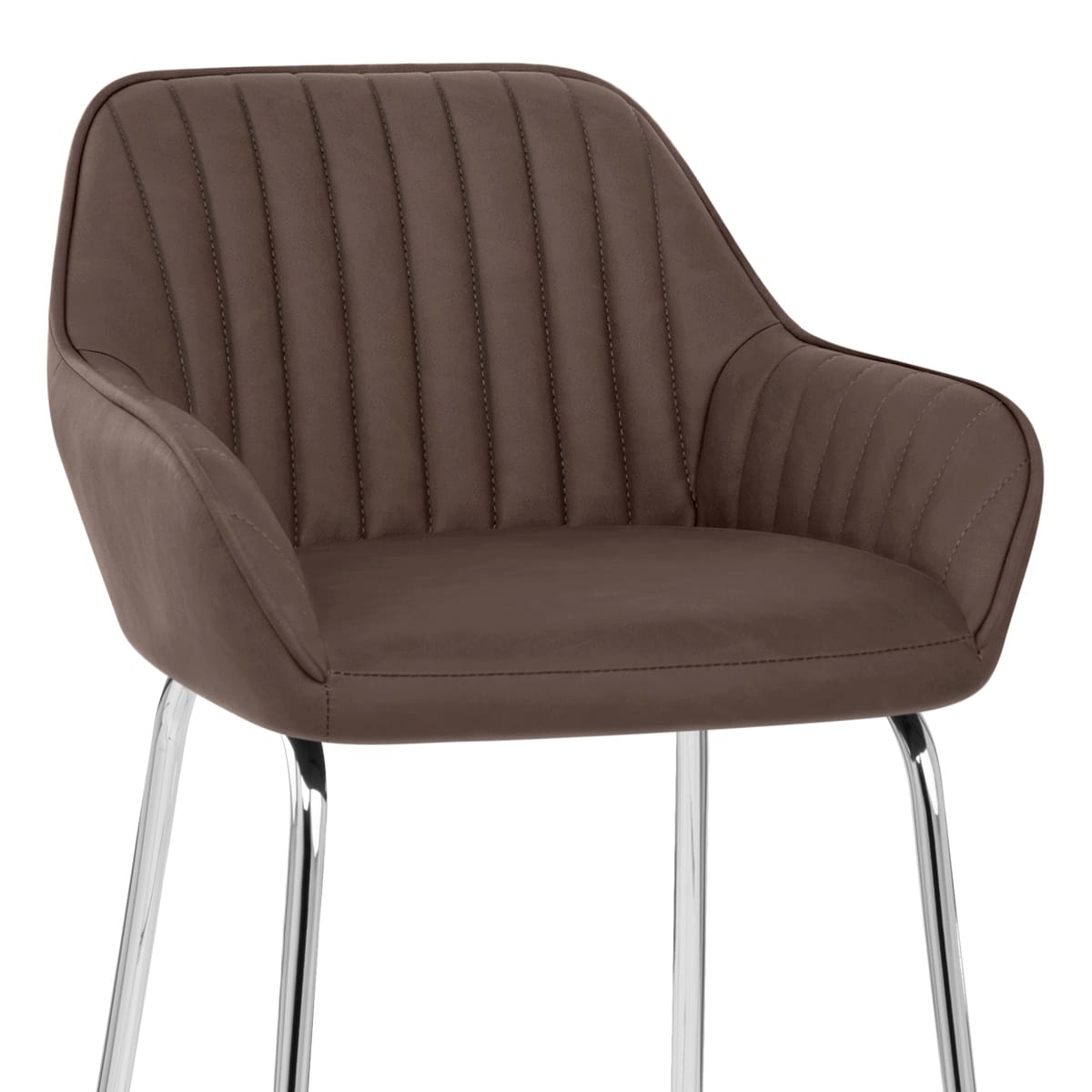 Sgabello Ecopelle Cromato - Kanto Marrone