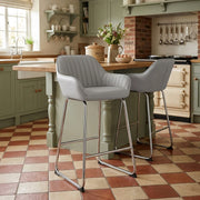 Sgabello Ecopelle Cromato - Kanto Grigio