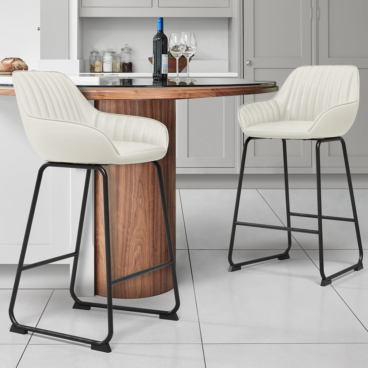 Sgabello Pelle - Kanto Crema