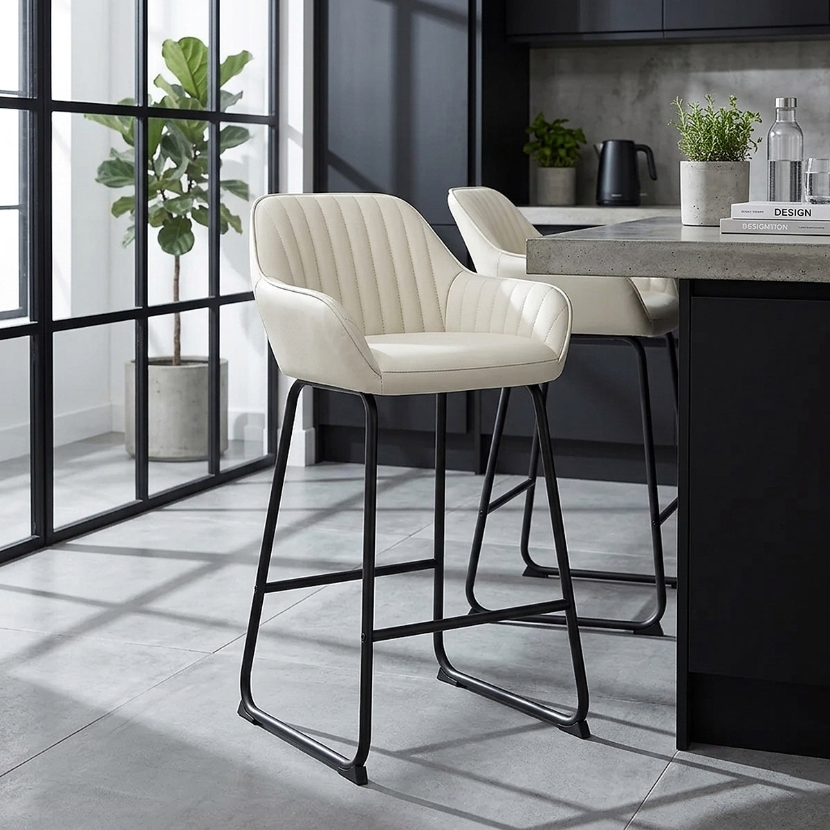 Sgabello Pelle - Kanto Crema