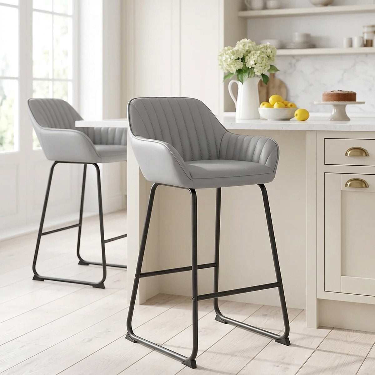 Sgabello Pelle - Kanto Grigio