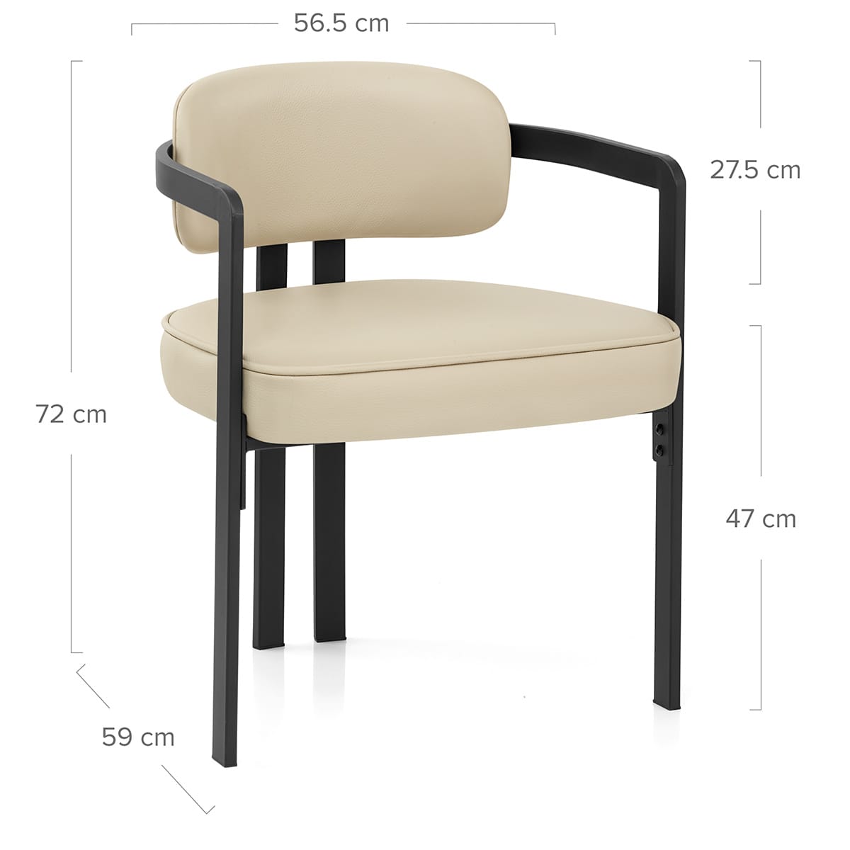 Sedia Vera Pelle Metallo - Kara Crema