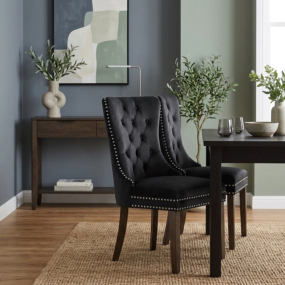 Sedia Velluto Legno - Kensington Nero