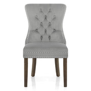 Sedia Velluto Legno - Kensington Grigio