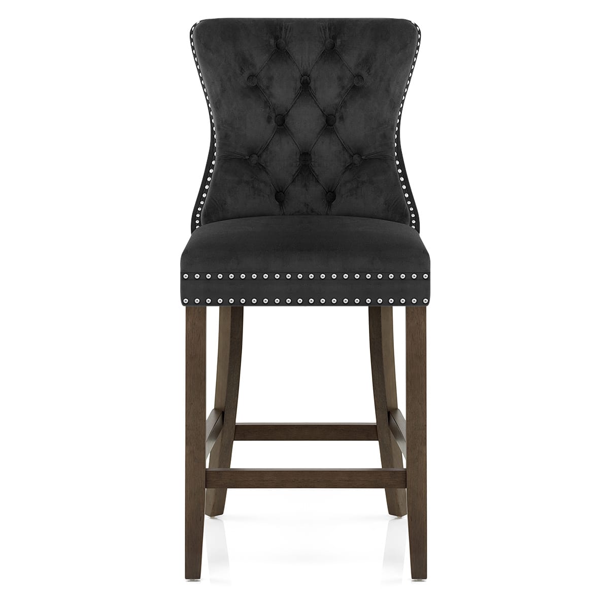 Sgabello Legno Velluto - Kensington Nero