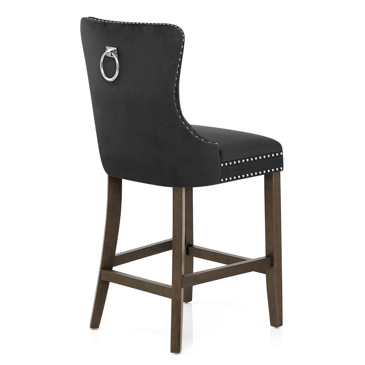 Sgabello Legno Velluto - Kensington Nero