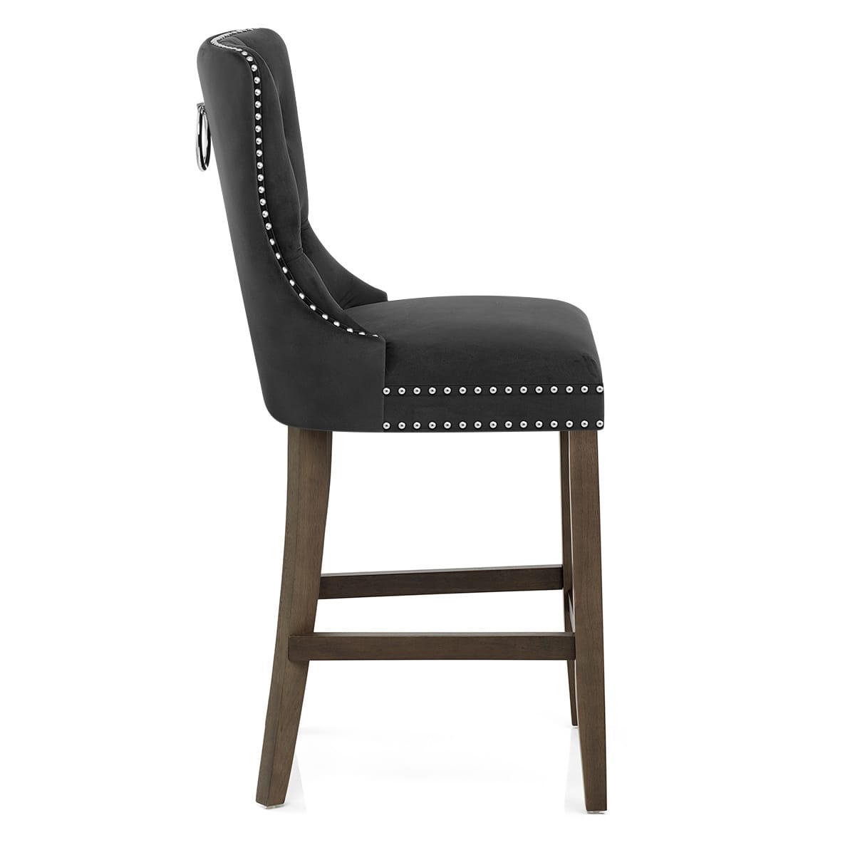 Sgabello Legno Velluto - Kensington Nero
