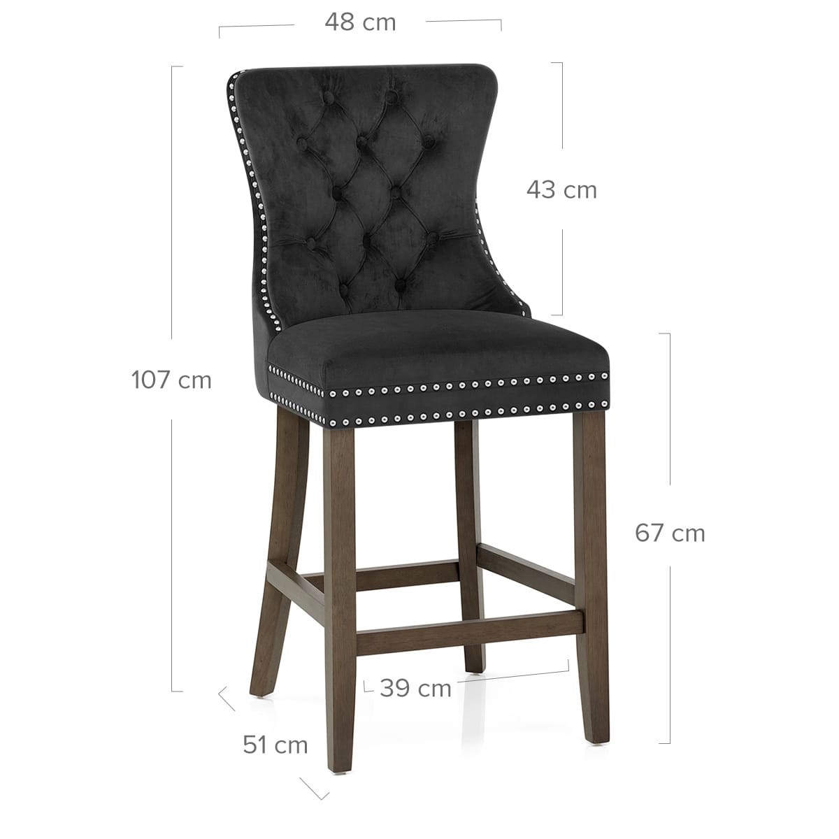 Sgabello Legno Velluto - Kensington Nero