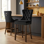 Sgabello Legno Velluto - Kensington Nero