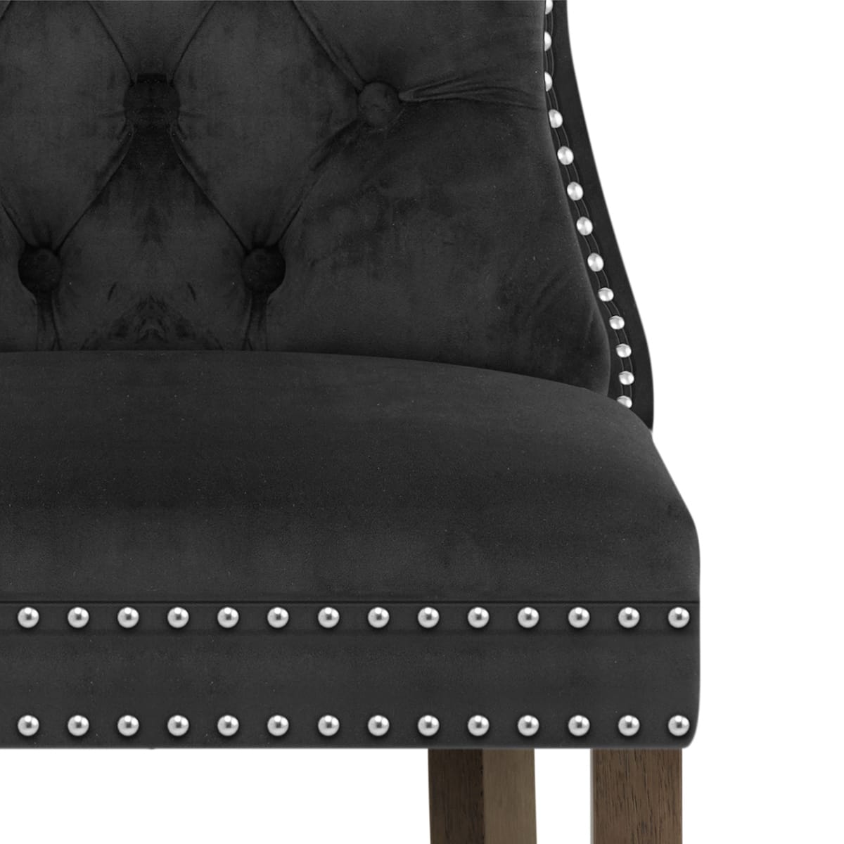 Sgabello Legno Velluto - Kensington Nero