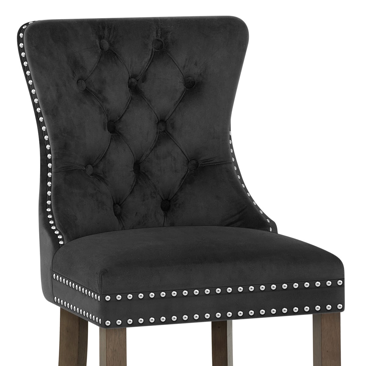 Sgabello Legno Velluto - Kensington Nero