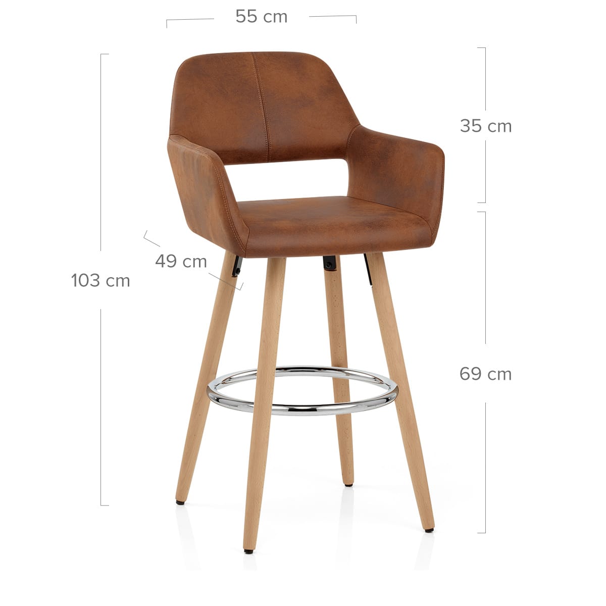 Sgabello Ecopelle Antica Legno - Kite Marrone