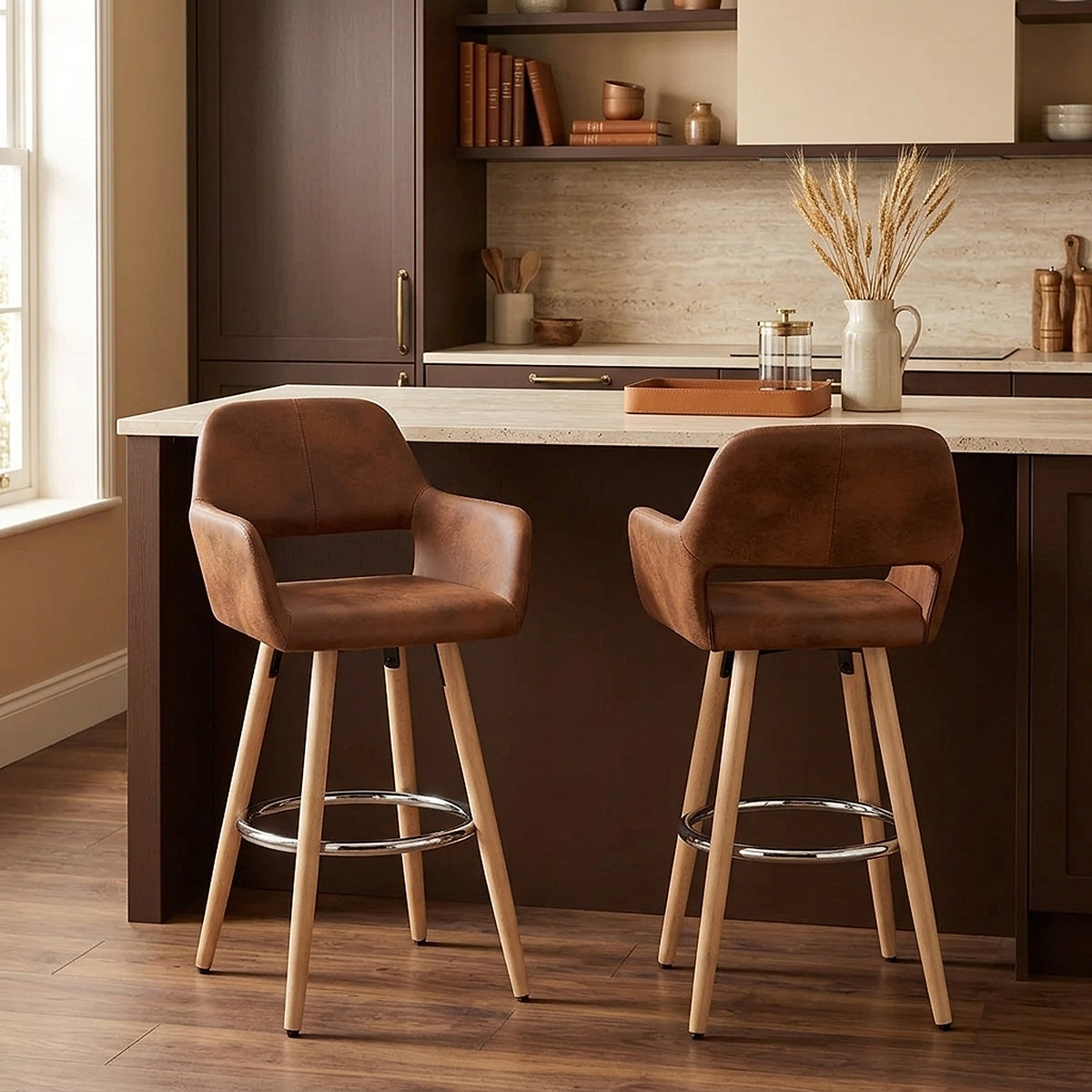 Sgabello Ecopelle Antica Legno - Kite Marrone