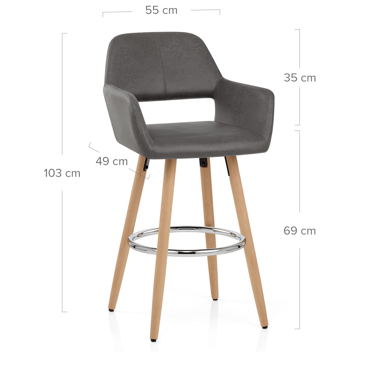 Sgabello Ecopelle Antica Legno - Kite Grigio