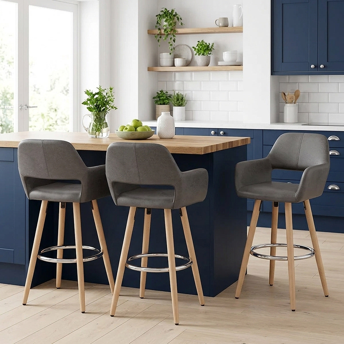 Sgabello Ecopelle Antica Legno - Kite Grigio