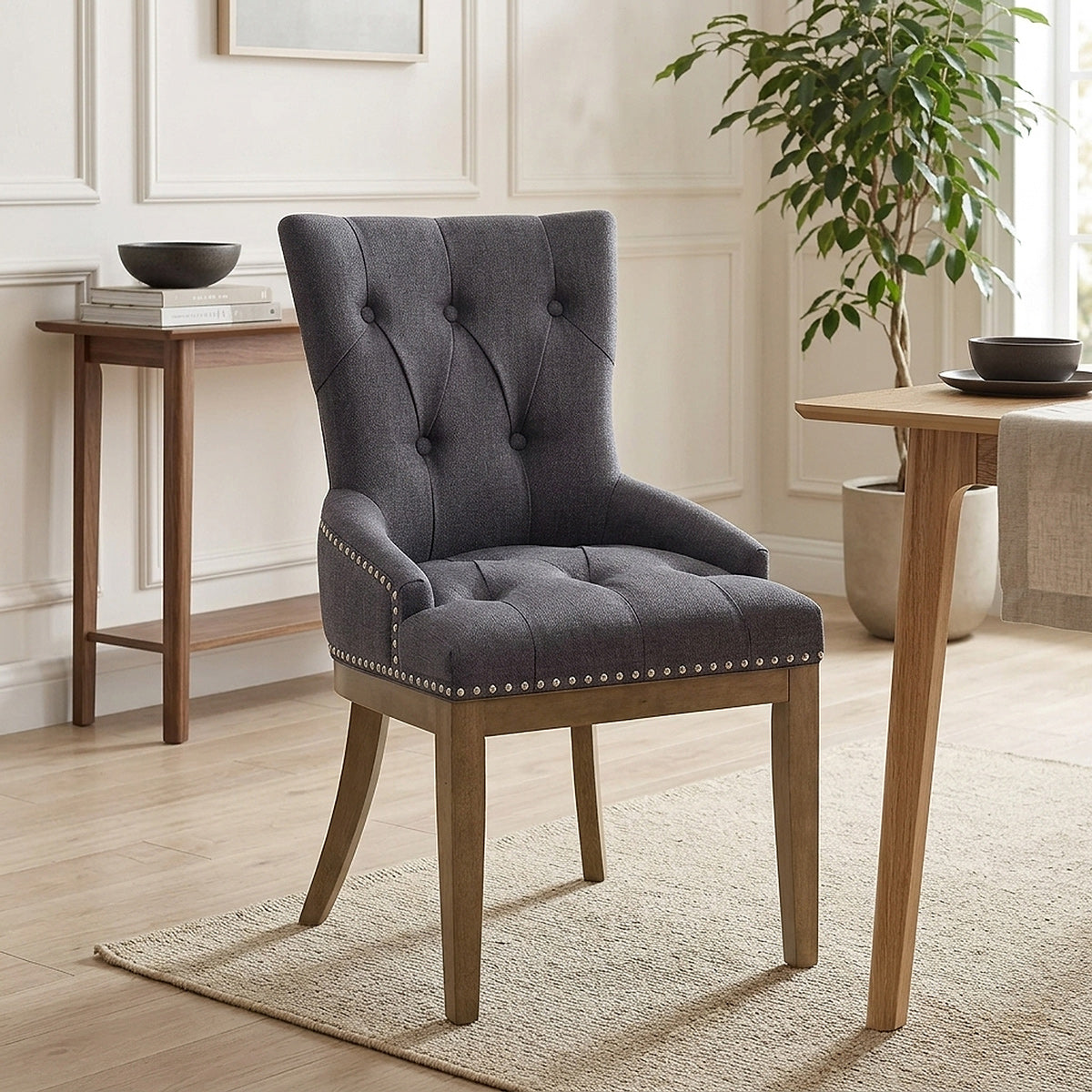 Sedia Tessuto Quercia - Knightsbridge Grigio scuro