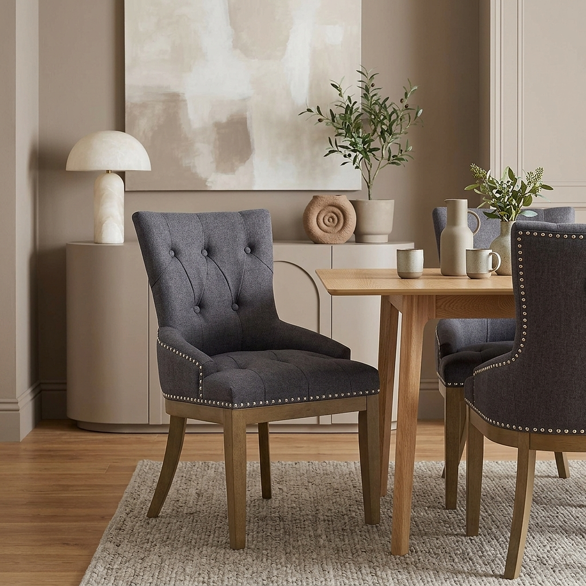 Sedia Tessuto Quercia - Knightsbridge Grigio scuro