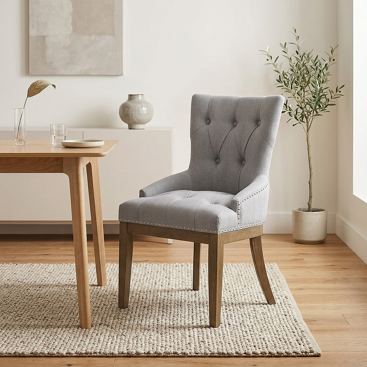 Sedia Tessuto Quercia - Knightsbridge Grigio