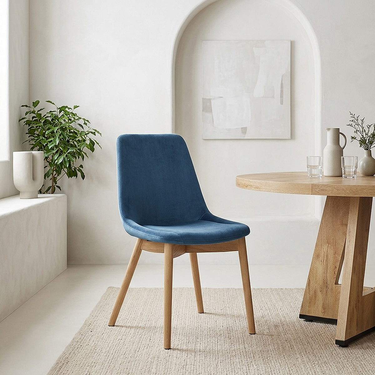 Sedia Velluto Quercia - Kobe Blu