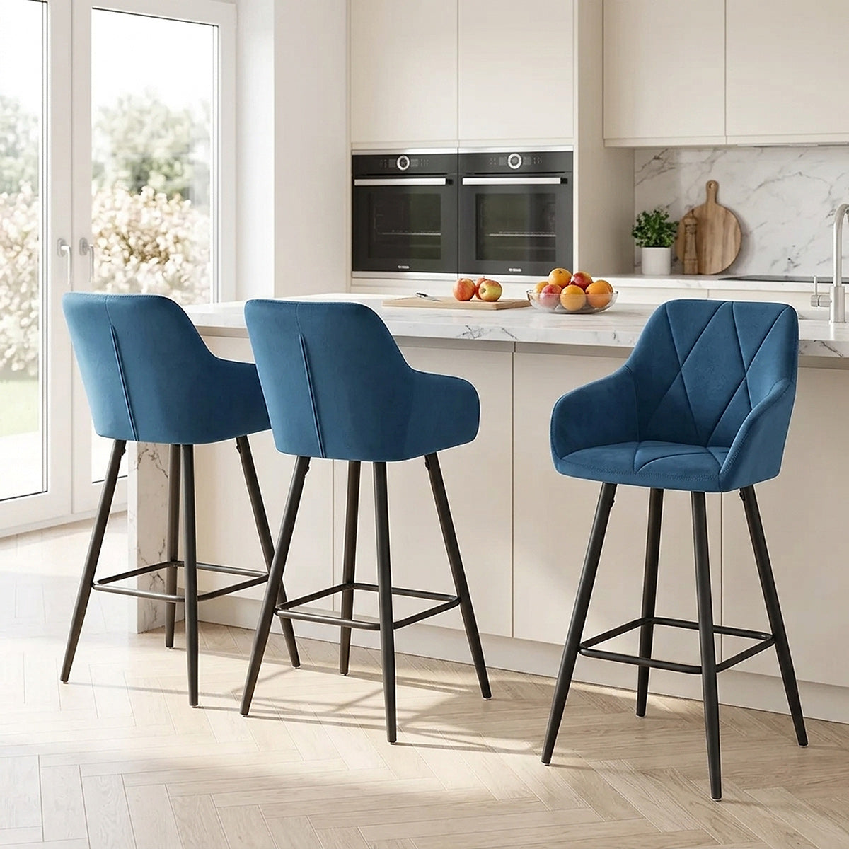 Sgabello Velluto - Lanson Blu Scuro