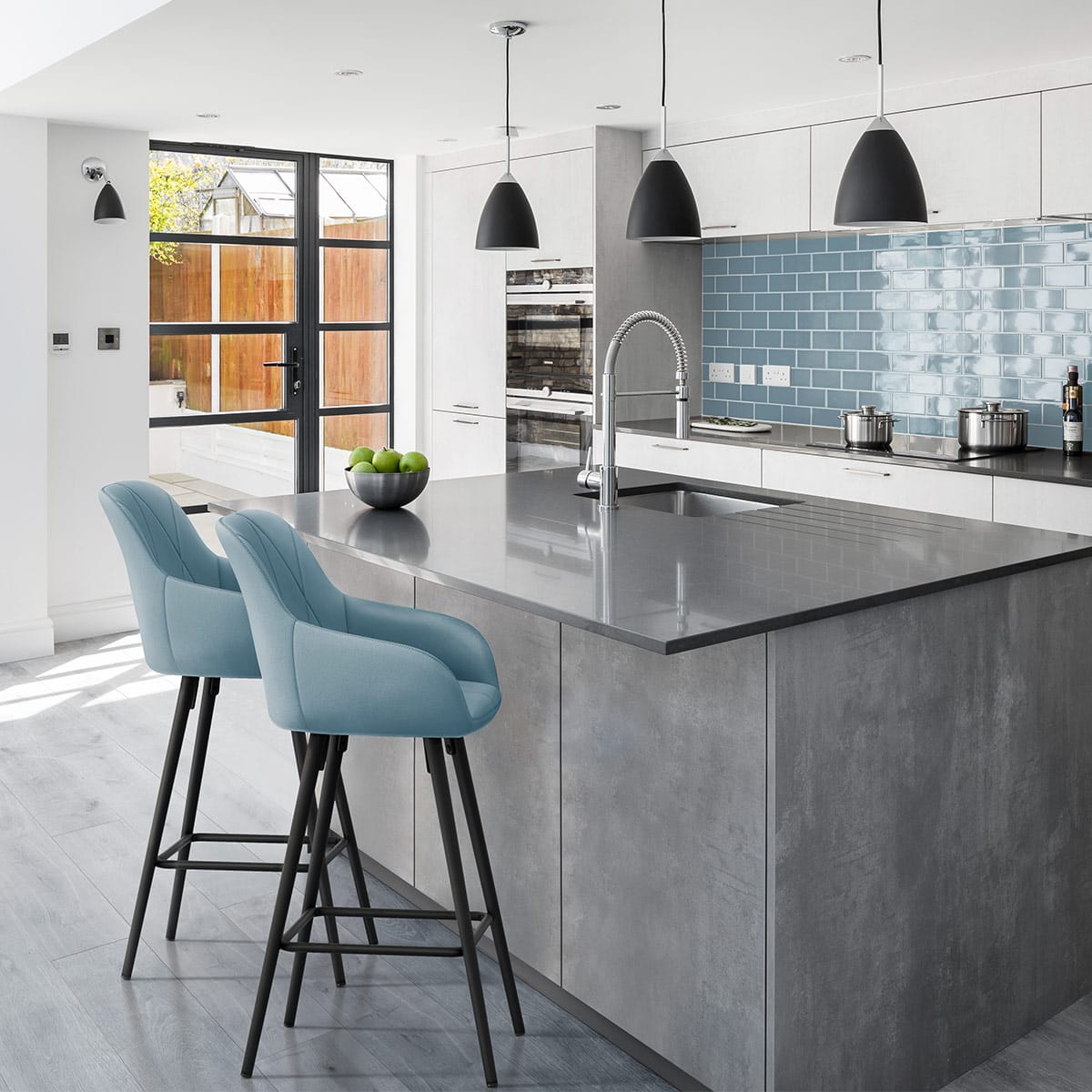 Sgabello Velluto - Lanson Blu