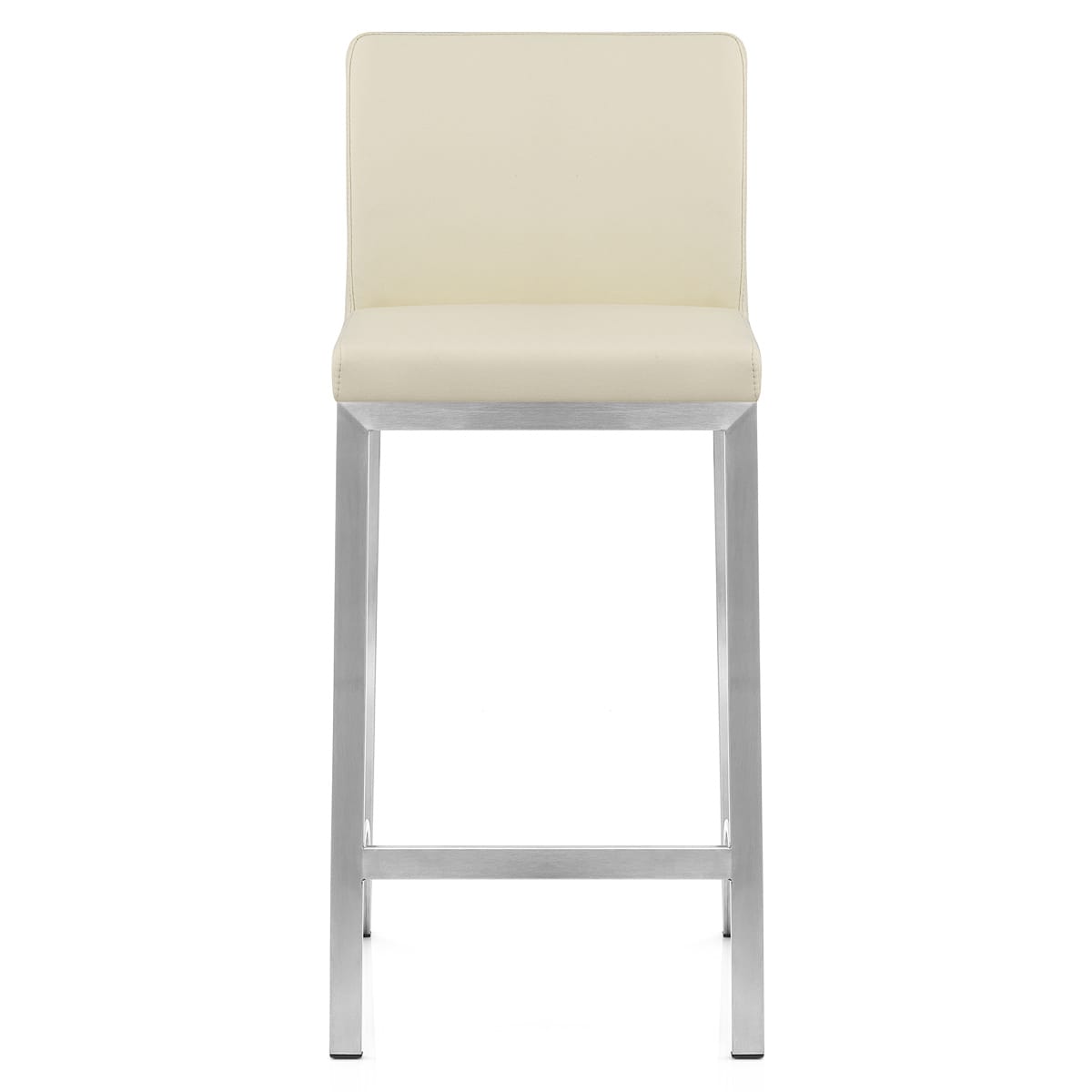 Sgabello Ecopelle Cromo Satinato - Leah Crema