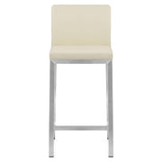 Sgabello Ecopelle Cromo Satinato - Leah Crema