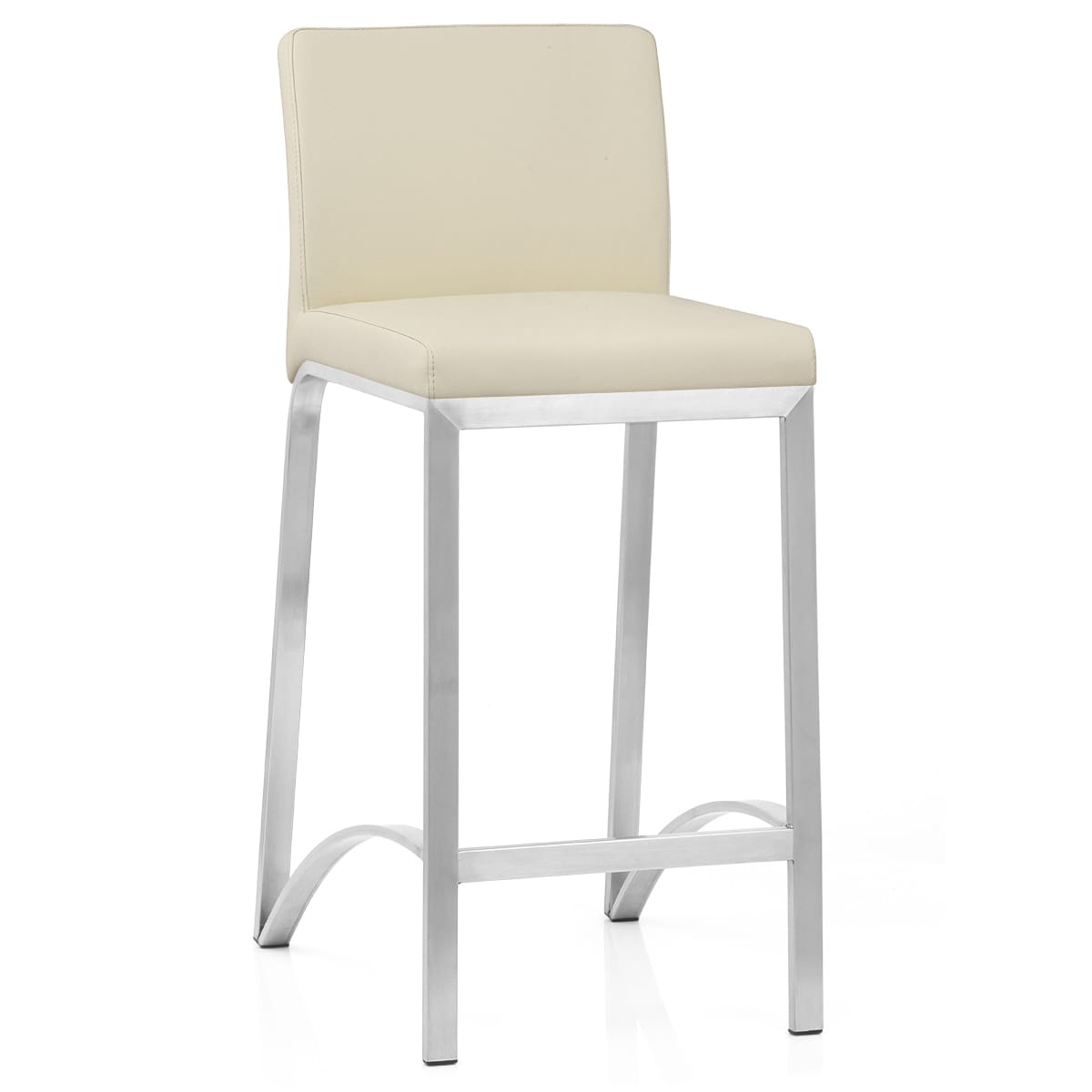 Sgabello Ecopelle Cromo Satinato - Leah Crema
